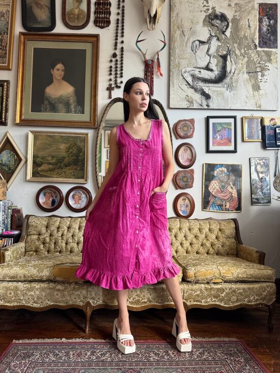 Rumors Richmond Dresses & Skirts - 80s One Of A Kind Hand Dyed Cotton Ruffle Dress Size S/M